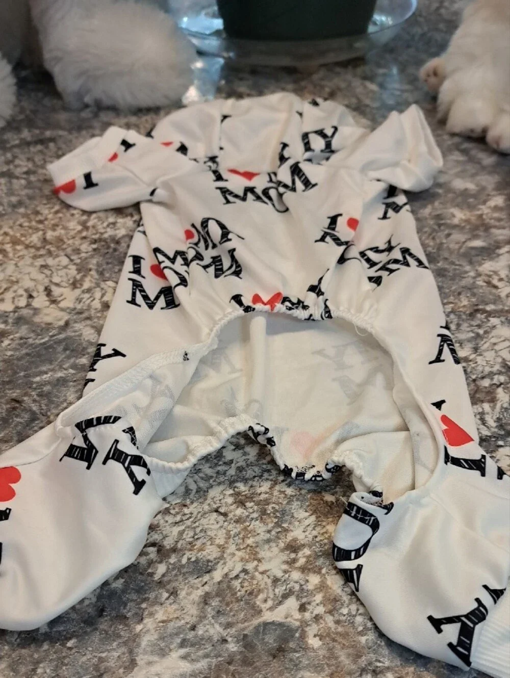 NWT I ♥ My Mom Dog Pajamas - White with Black & Red Print 3 PACK.